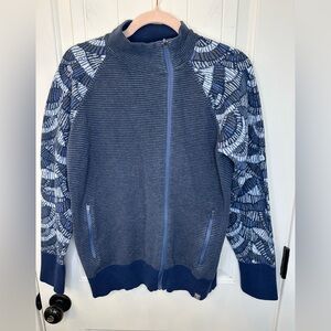 Title Nine The Standout Full Zip Sweater Jacket Blue Gray Size Large